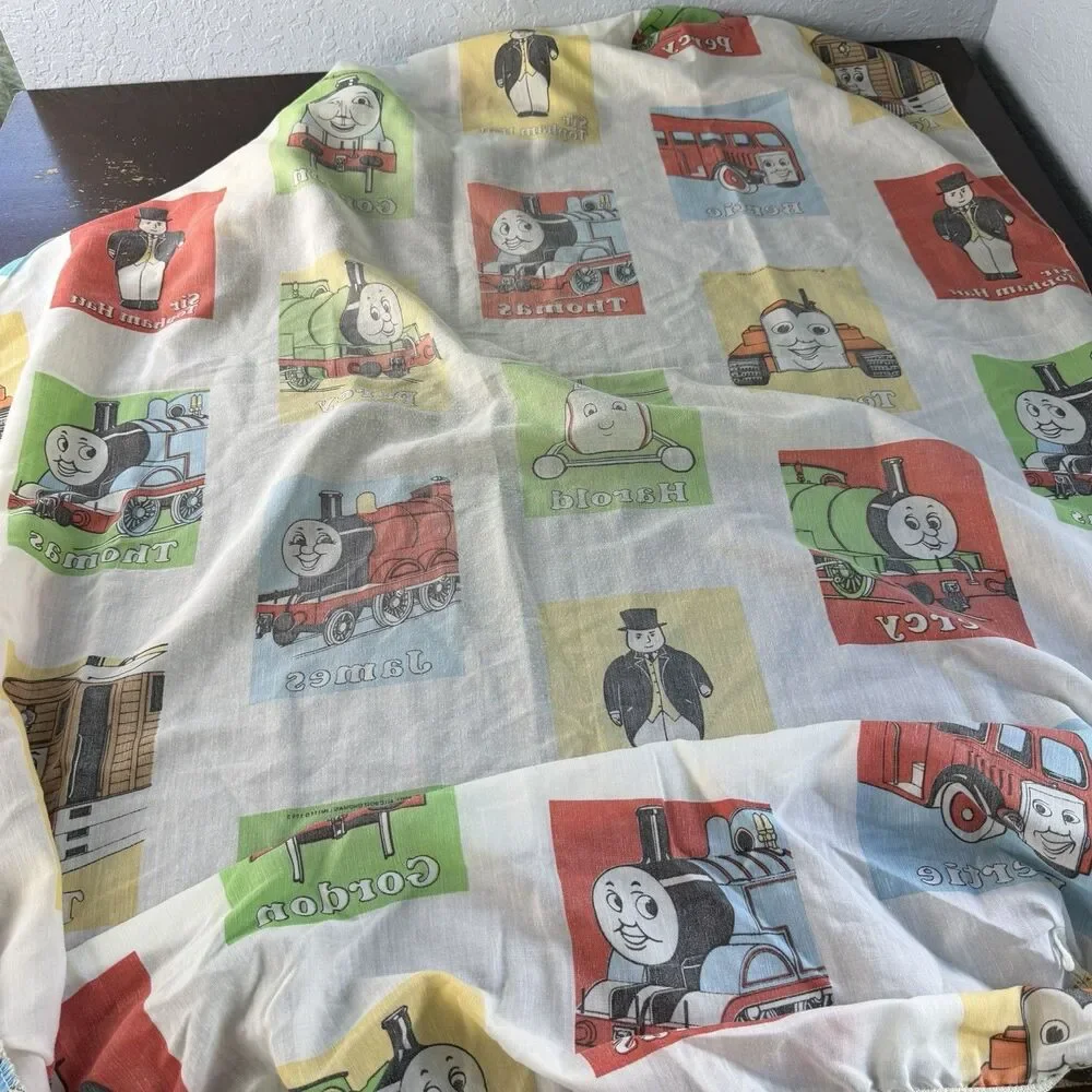 Vintage Thomas Train Bed Set 55”x40” Comforter Top & Fitted Sheets 1992 Britt